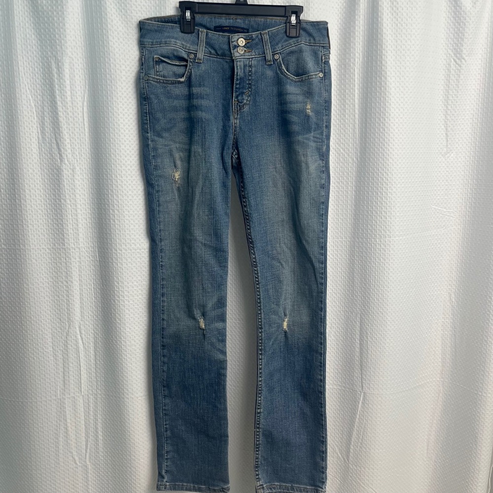 Levis 526 Slender Straight Jeans Womens 6 Medium Wash Distressed Denim 31x32